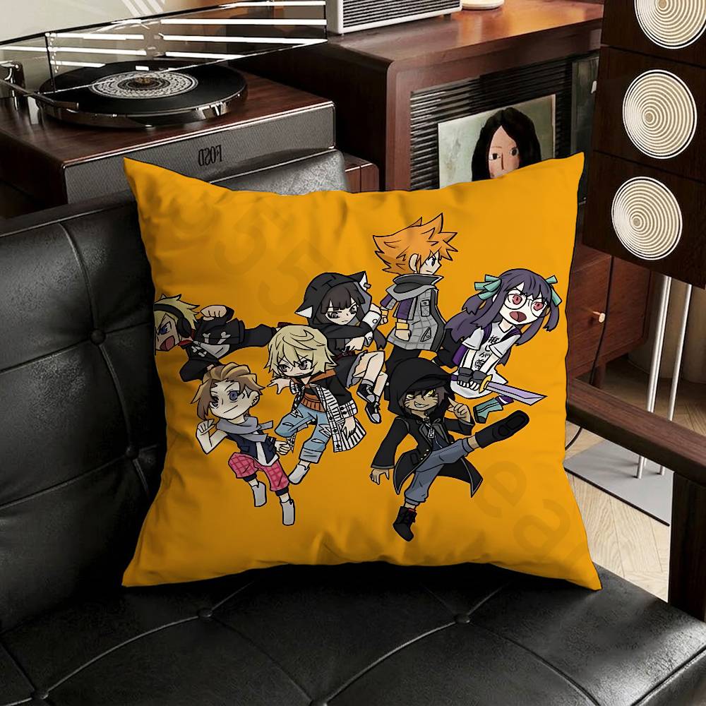 The WWorld Ends with You Pillow Case Antidustmite Pillowcase Invisible zipper silky short plush Sofa cushion cover