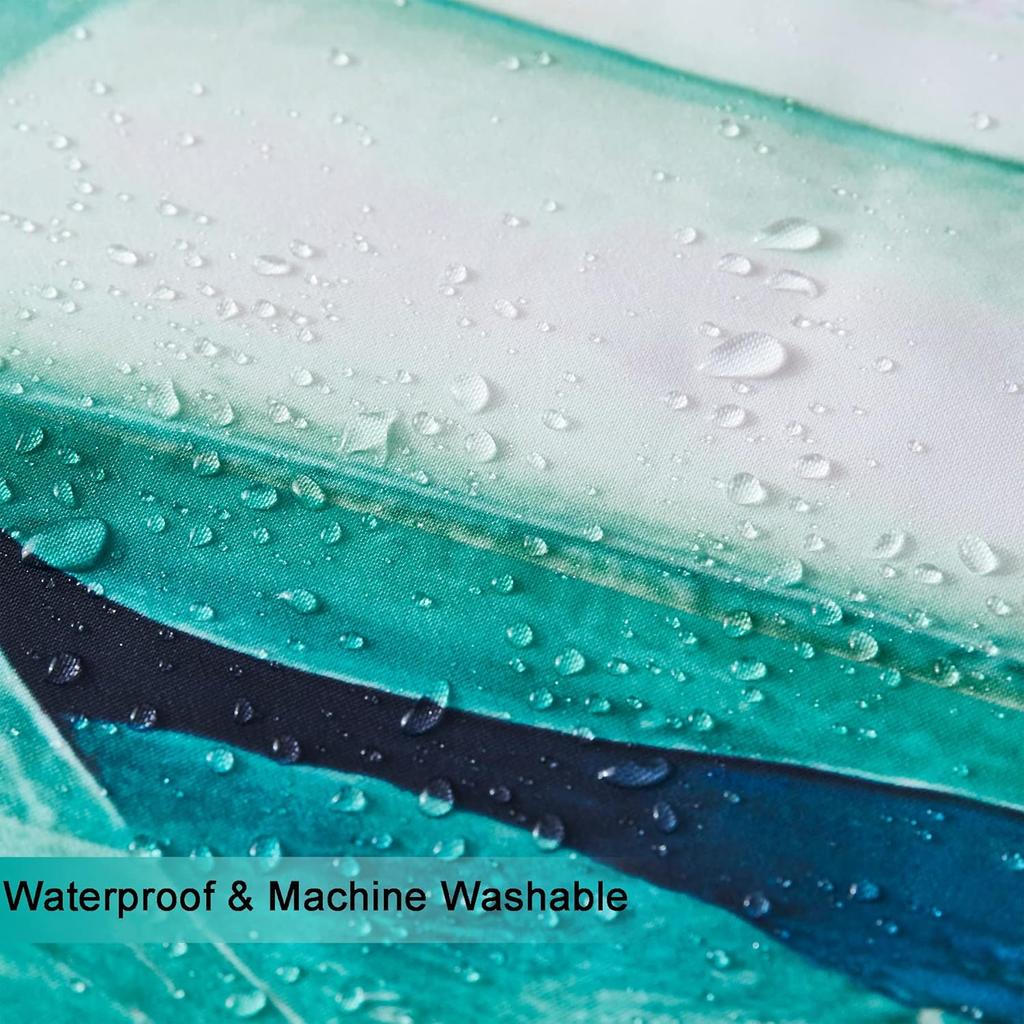 Blue Mermaid Ocean Shower Curtain - 60Wx72L Inch, Green, Wash Your Tail Funny Bathtub Bubble Waterproof Polyester Fabric, 12 Pla