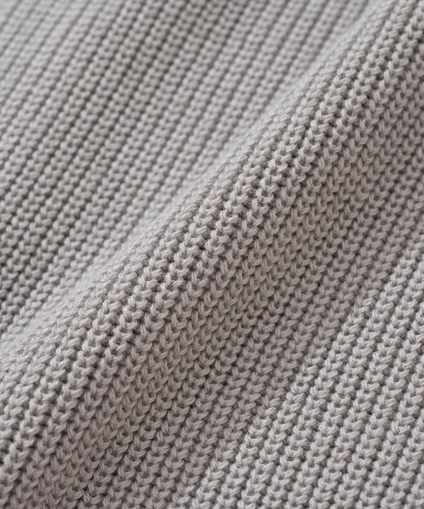 Knitted [Knitted X Fashion Planet] Cotton Waffle Round Cardigan Grey