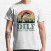 DILF Damn I Love Fishing Retro Vintage Sunset Funny Fishing Gift fishing humor Graphic T Shirts for fisherman large size