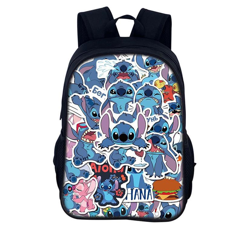 Рюкзак Стич для детей 16 дюймов Мультяшный Полиэстеровый Школьный рюкзак для мальчиков и девочек StyleA