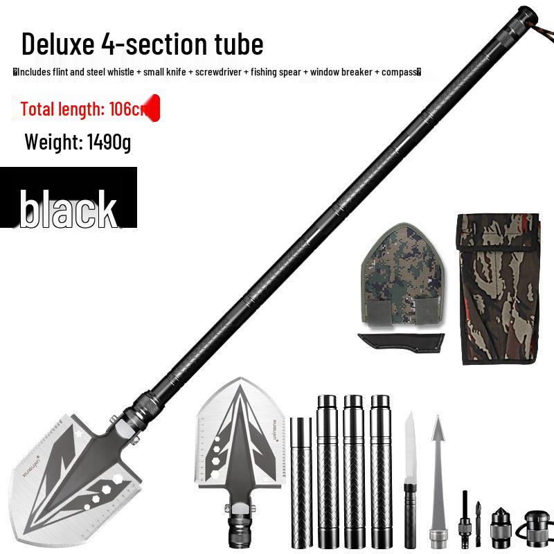 Multi-functional Outdoor Folding Shovel: Manganese Steel, Ideal for Camping, Fishing, Off-road Use, and Vehicle-mounted Tasks
