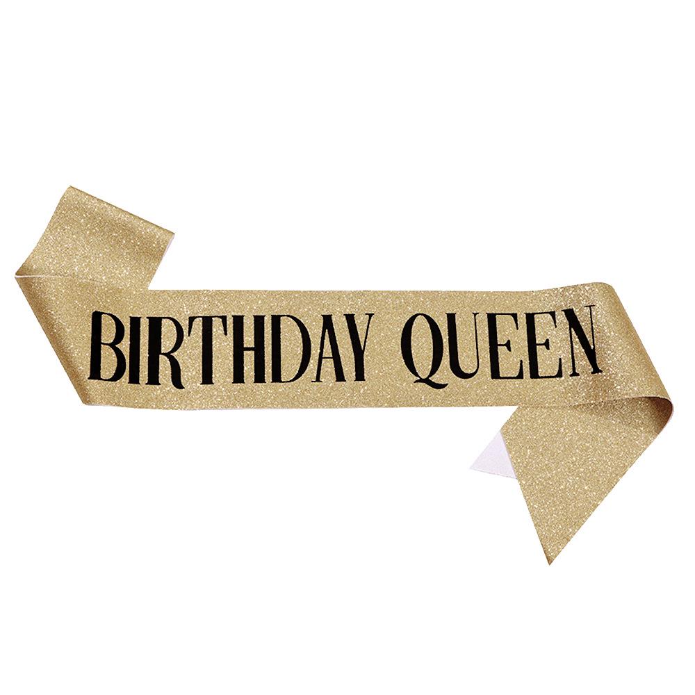 European & American Fashion Glitter Birthday Sash - Birthday Queen/Girl Ribbon