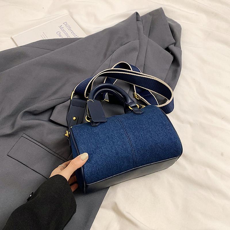 

Patchwork Colorblock Small Handbags For Women Denim Shoulder CrossBody Bags Casual Street Boston Designer Purses 20.5x6.5x14cm