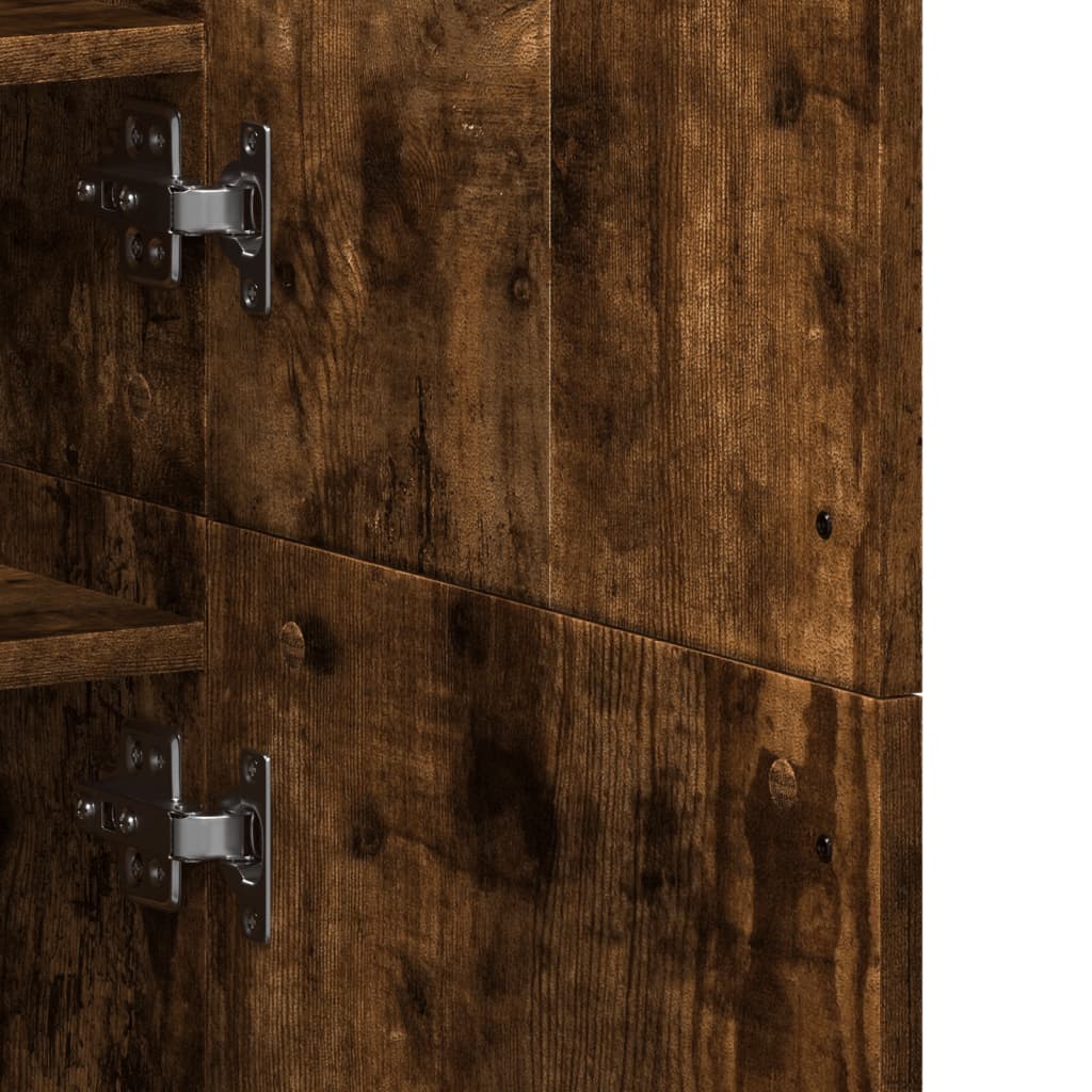 Shoe Cabinet Smoked Oak 80 x 39 x 178 cm Wood Based Material