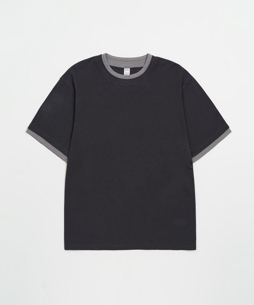 TOFFEE Two-Tone Layered T-Shirt (Navy)
