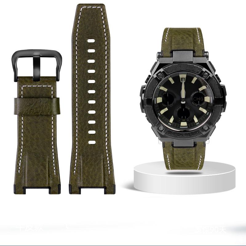 Pro hodinky Casio GST-S100G S110 S130L W100G W110 210B 400G Řemínek na hodinky plátěný Náramek 26*14mm Pánský měkká kůže Hovězí kůže Kožený řemínek na hodinky
