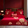 High-End Long-Staple Cotton Wedding 4Pcs Set Chinese Wedding Wedding Kit Big Red Embroidery Pure Cotton Wedding Bedding