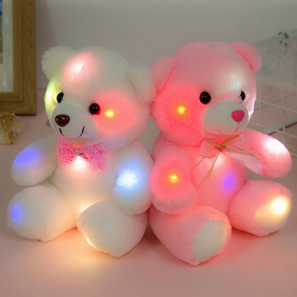 Colorful Glowing Bear Plush Toy Romantic Gift Luminous Stuffed Animal