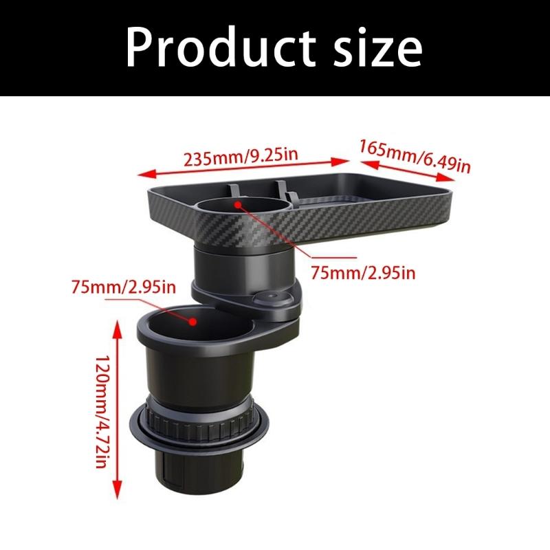 360 Degree Rotating Car Cup Holder Tray With Storage Space Food Table For Snacks And Drinks Universal Multifunction