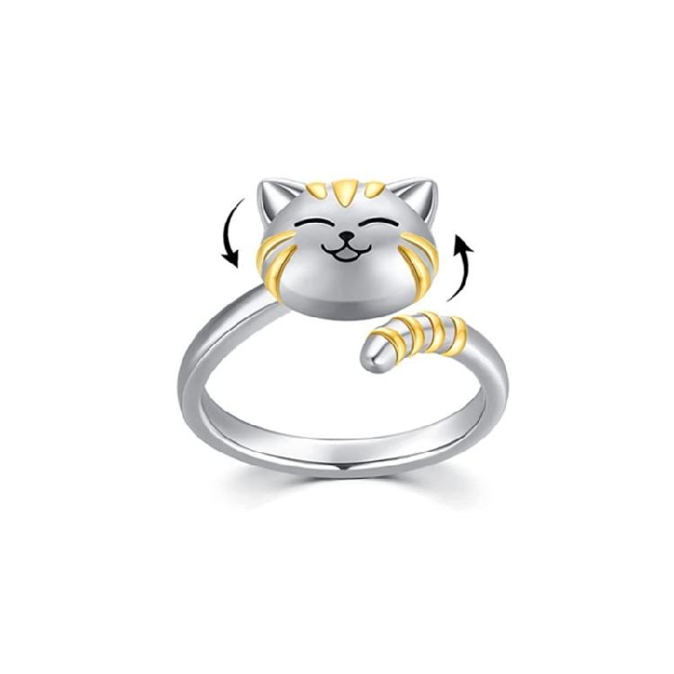 Cat Shaped Opening Adjustable Rings Alloy Material Finger Rings Gift for Women