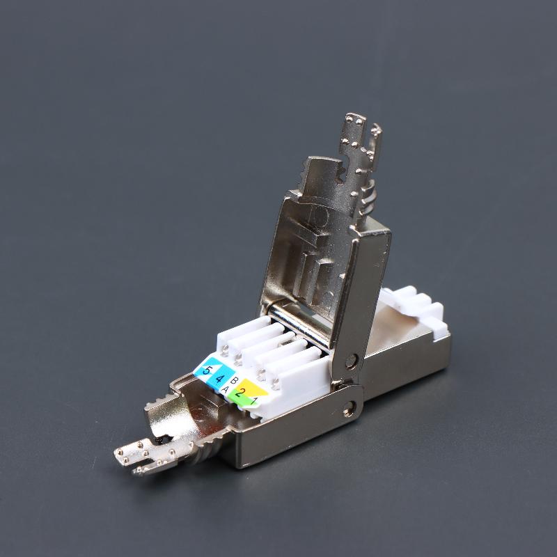 1Pc Cat7 Cat6A Cat8 Rj45 Connector Tool-Free Zinc Alloy Shielded Ethernet Termination Plugs