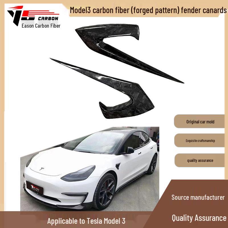 2019-IN Tesla Model 3 Carbon Fiber Fender & Wheel Arch Wind Deflectors, CMST Style