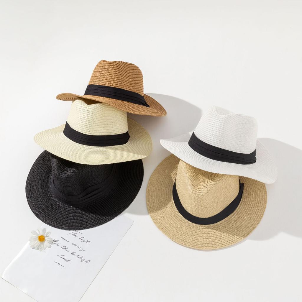 Straw hat women's summer sun protection sun hat beach seaside vacation sun hat wide brim straw hat men