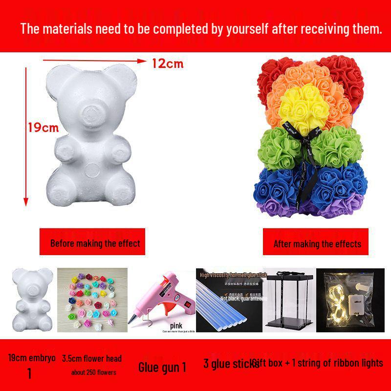 DIY Rose Bear Kit: Creative Foam Bear for Girlfriend's Birthday or Valentine's Day.