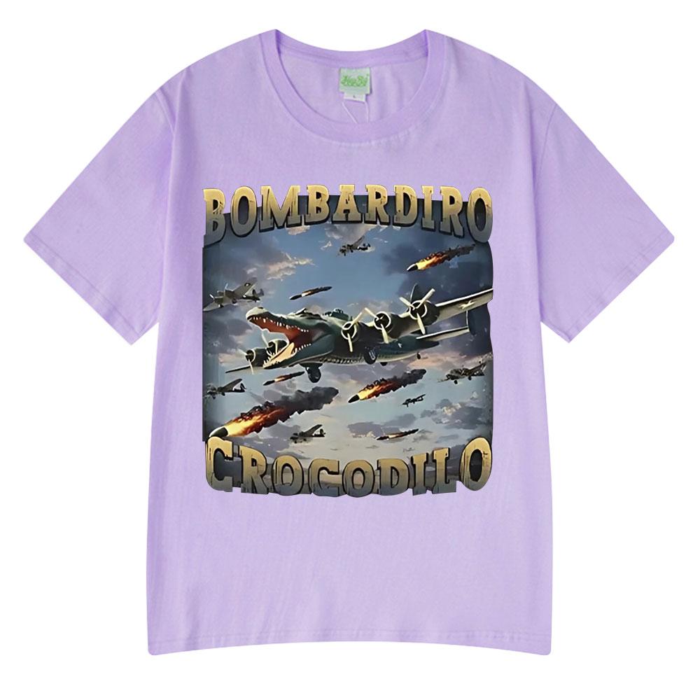 Bombardiro Crocodilo Funny Crocodile Plane Bomber Graphic T-shirt Men Women Casual Cotton Short Sleeve T Shirts Comfort T-shirts