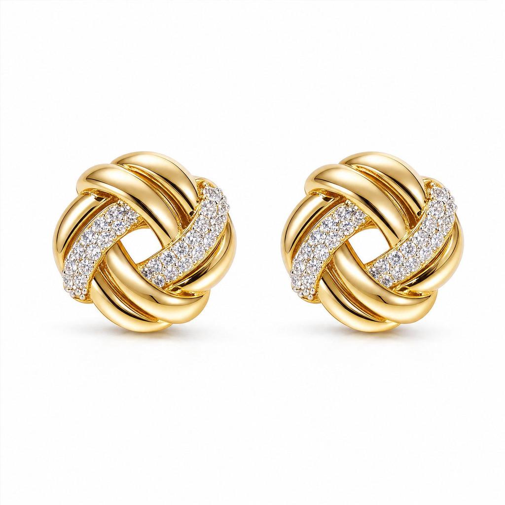 Gold-Plated Geometric Stud Earrings: High-End European & American Style, Personalized Fashion for Beach Vacations