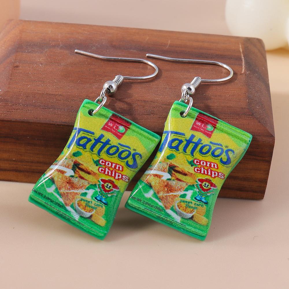 Fashion Women Girls Earrings Cute Resin Simulated Food Snacks Potato Chips Earrings Handmade Party Jewelry Gifts
