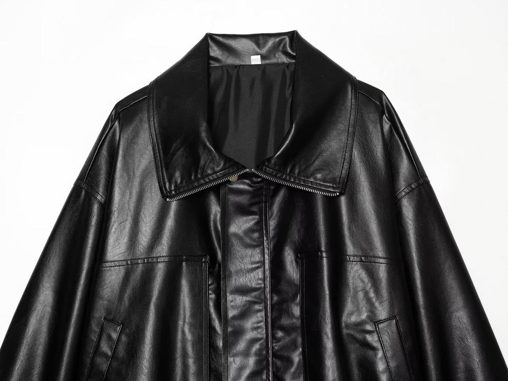 European and American style, new women's clothing, fashionable functional leather bomber jacket 04751351800