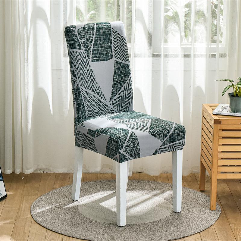 Printed Chair Cover Geometric Pattern Stain-Resistant Anti-Dust Seat Cover Minimalist Fashion Hotel Home Dining Chair Protector