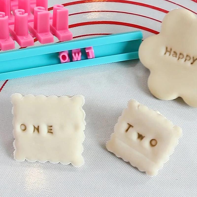 Home Kitchen Alphanumeric Cookie Mold Plastic Alphabet Stamp DIY Printing Embodying Mold Cookie Cake Baking Tools Baking Mold