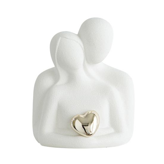 Abstrakcyjna Statuetka Przytulającej się Pary Ceramiczna Figurka Kochanków Objęcie Mężczyzny Kobiety Dekoracja Rocznica Ślubu Walentynki Romantyczny Prezent