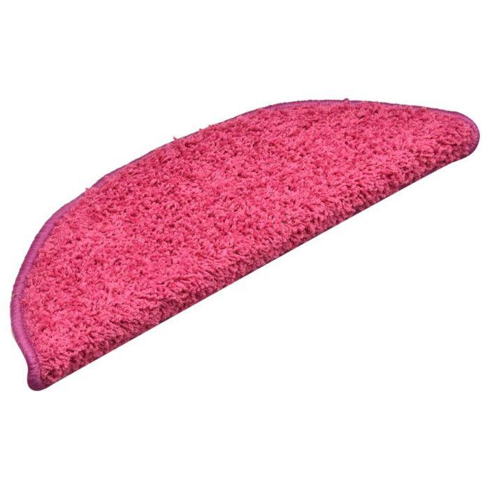 VidaXL Tapis d'escalier 15 pièces 56 x 17 x 3 cm Rose Demi-rond 322380