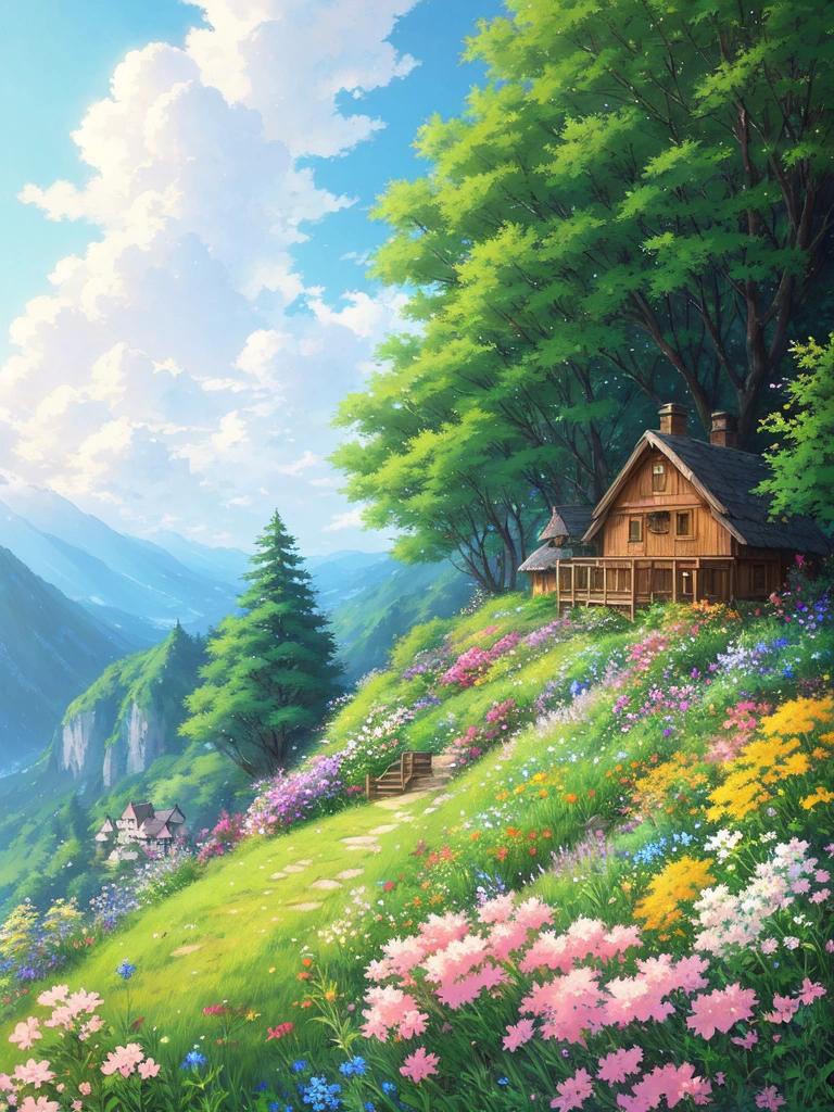 Dom Diamentowa Mozaika Krajobraz Haft Krzyżykowy Góra Cyrkonie Obraz Kwiat Malarstwo Ulica Ręcznie Robione