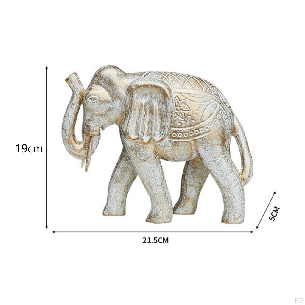 Hand Carved Wooden Horse Elephant Figurine Sculpture Statue Artwork Collectible Ornament for Desk