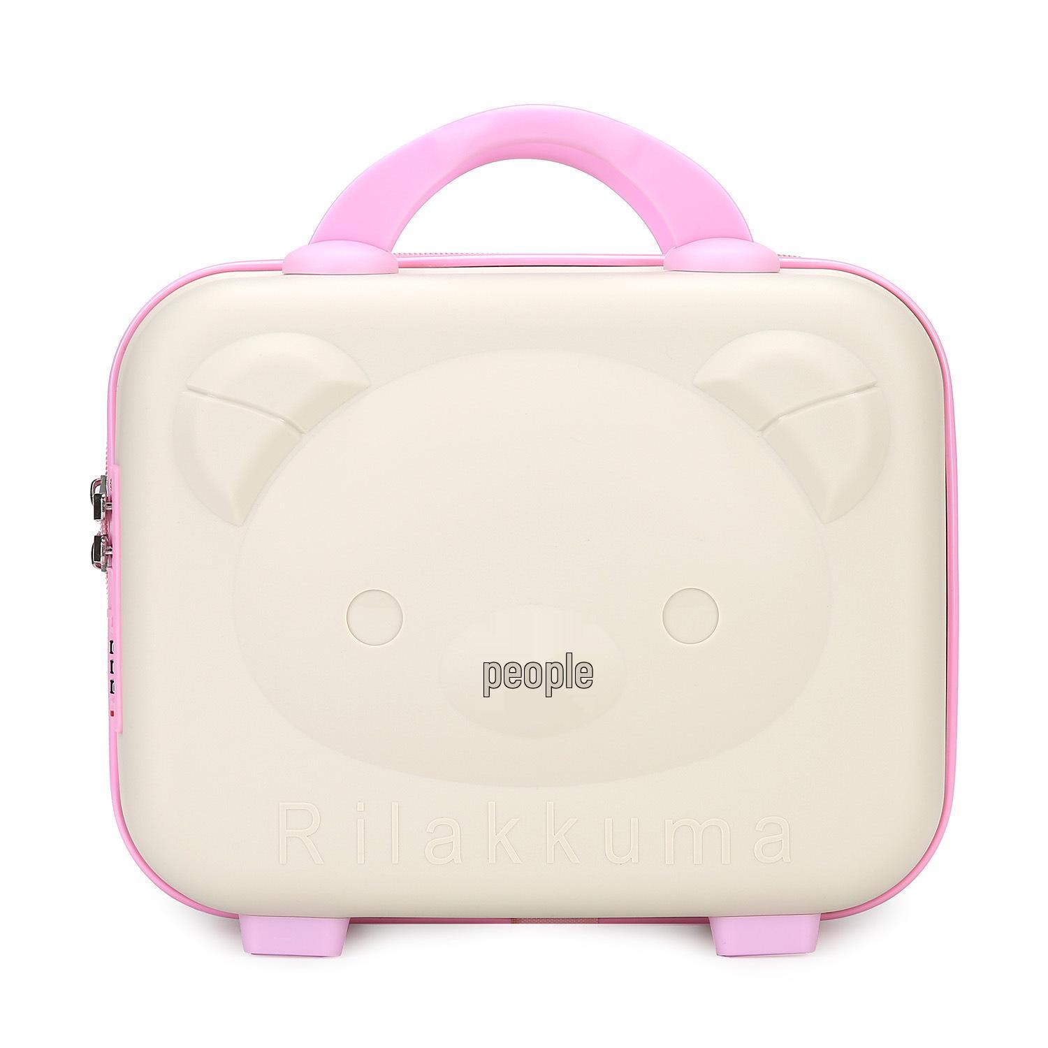 

14-дюймовый чемодан с мультяшным мишкой и кодовым замком - Мини-портативный косметический кейс и сумка-сувенир No pocket, no lock