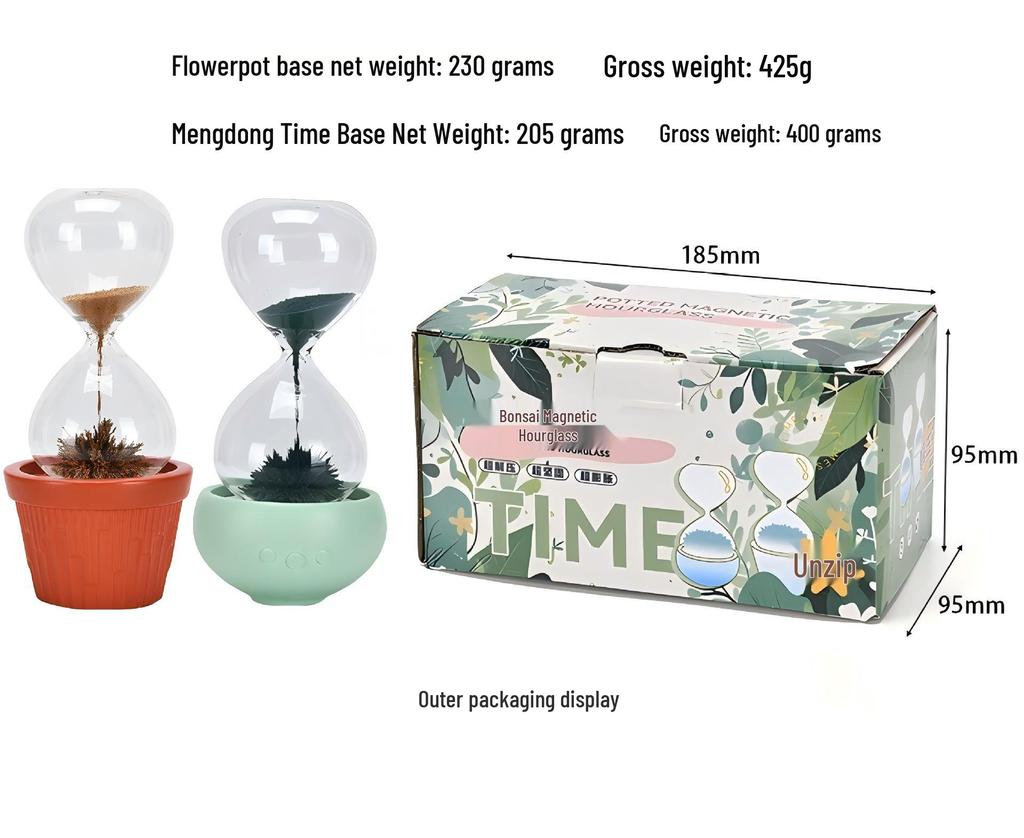 Magnetic Glass Hourglass Timer Ornament - High-End Mini Sand Flow Design