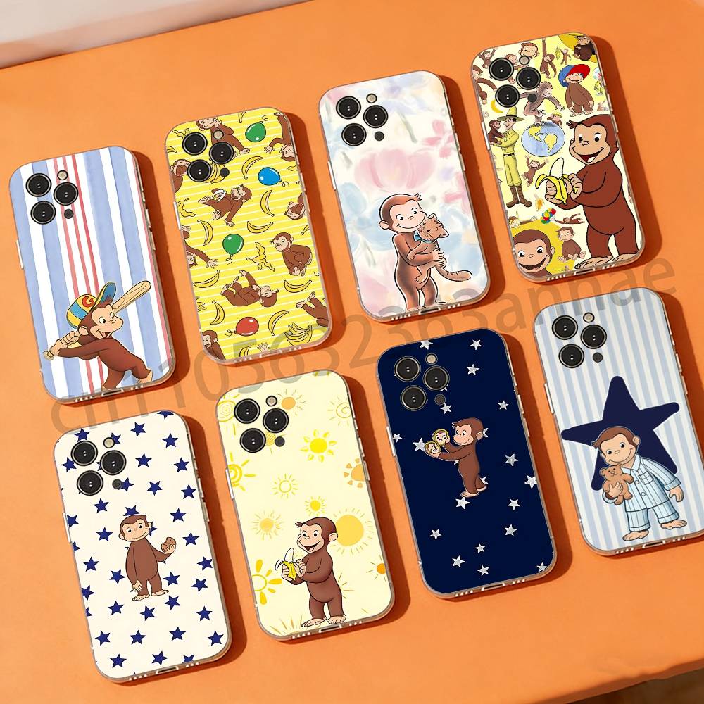 Luxury Y2K Curious George Phone Cases For iPhone 17 16 15 14 13 12 11 Pro Max Plus Luxury Camera Protection Plastic