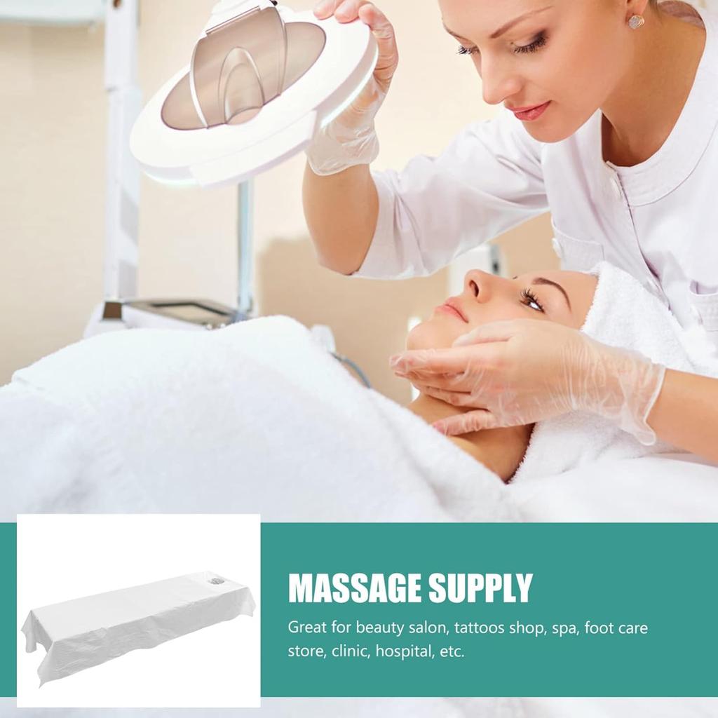 White Bedspread Massage Table Cover Sheet SPA with Face Breath Hole for SPA Tattoo Massage Table Hotels White 220x117cm. White Fitted Sheet