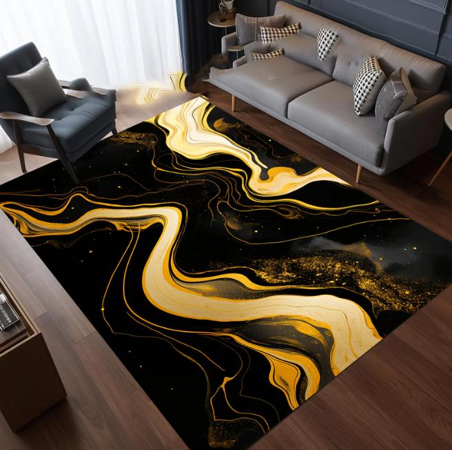 Marble Cracked Themd Rug Celtic Frame Black Mat Modern Non Slip Carpet Elegant Monochrome Room Rugs Washable Art Decor