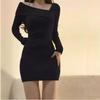 New Year's Pure Desire Spice Girl Hip Skirt Autumn and Winter Women's Inner Skirt Slant Shoulders Foreign Style Slim Waist Short Long Sleeve Dress