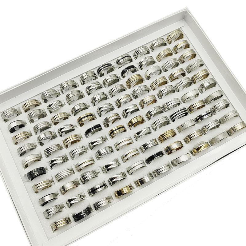 20pcs/Lot Factory Mix Style Simple Stainless Steel Finger Rings Men Women New Gifts Jewelry Bar Wide Joint Ring