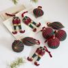 Christmas Flocked Ornaments - Handmade Red & Green Vintage Christmas Balls for Tree Hanging Retro Holiday Decorations