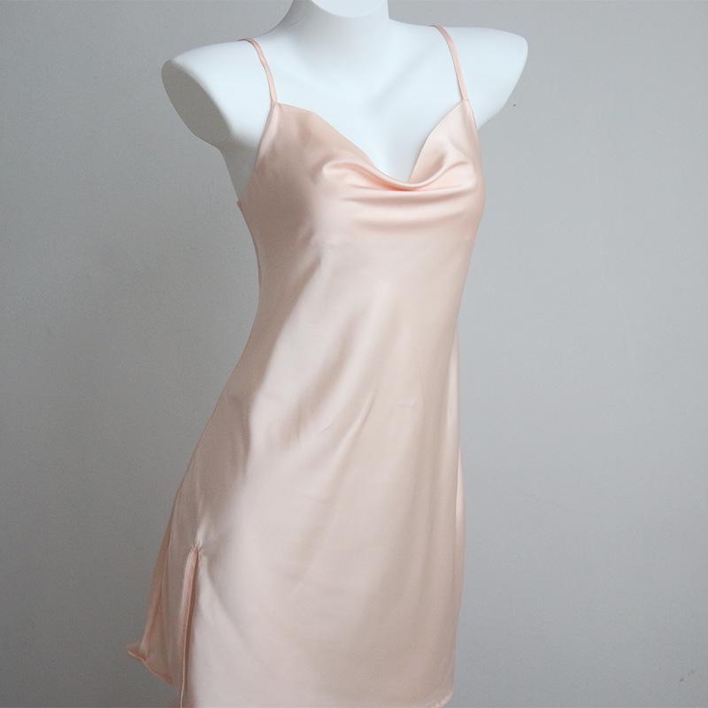 Ice Silk Long Sleeve Robe & Low-Cut Camisole Set - Spring/Summer Women's High-End Pajamas