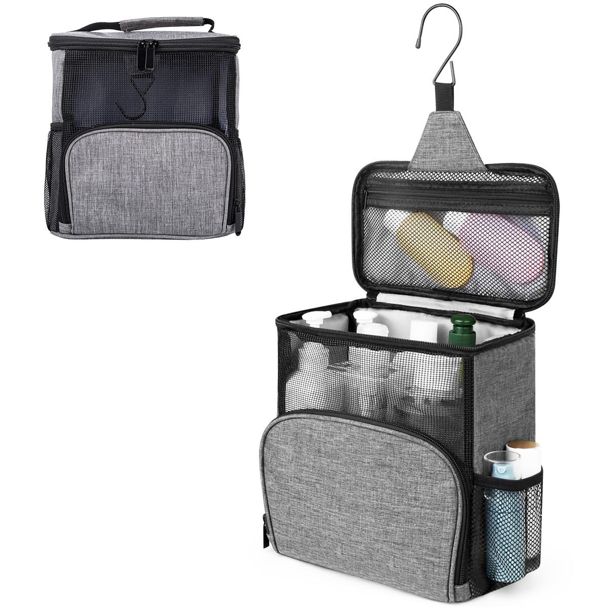 

Shower Caddy Bag Portable Hanging Shower Tote Bags with Hook Travel Toiletry Bag Makeup Organizer Pouch Cosmetic Bag сірий