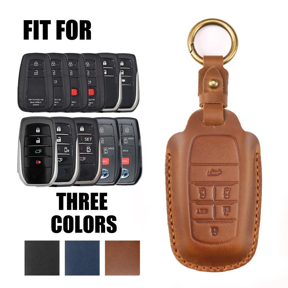 Genuine Leather Key Cover for Toyota Sienna Alphard Highlander Camry Previa Key Fob Protector