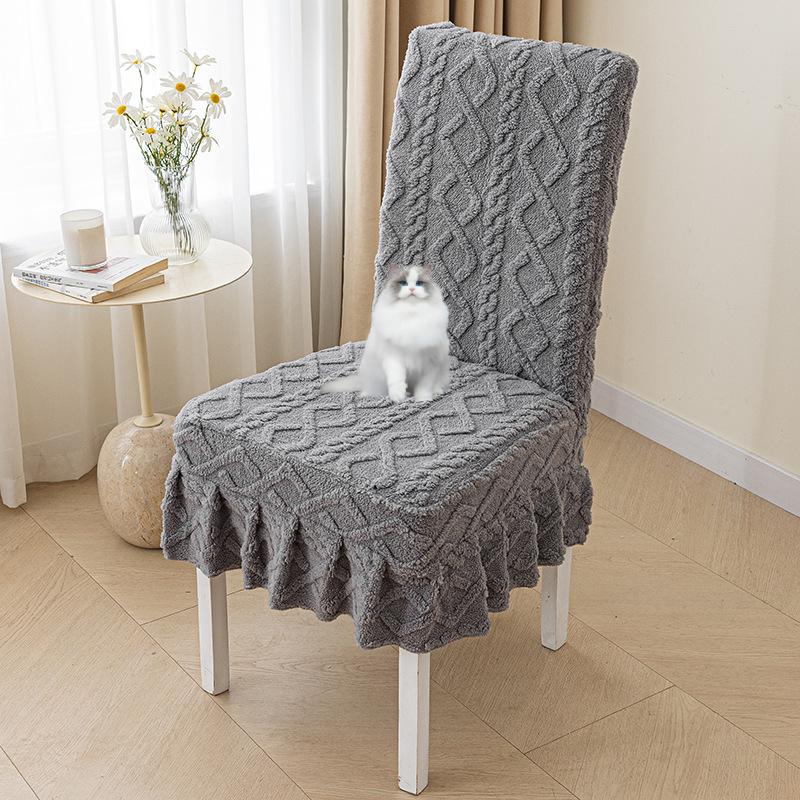 Elastic Universal Flounce Chair Cover Elegant Pet-Friendly Skirted Furniture Slipcover Knitted Jacquard Patterned Chair Cover 1 pce 1650₽