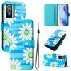 Blue Daisy Luxury Painted Leather Case Wallet Book Style Cover for Vivo Y20,Y35,Y51A,Y56,V27,Y78,V29,Y27,Y33S,Y19,V29E,Y17S,Y30,S19...