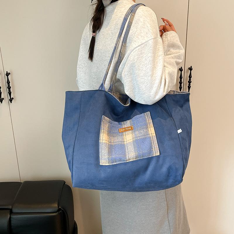Bag Large Capacity Women's Commuter Plaid Shoulder Bag High-end Sense Women's Bag Korean Version Niche Versatile Tote Bag