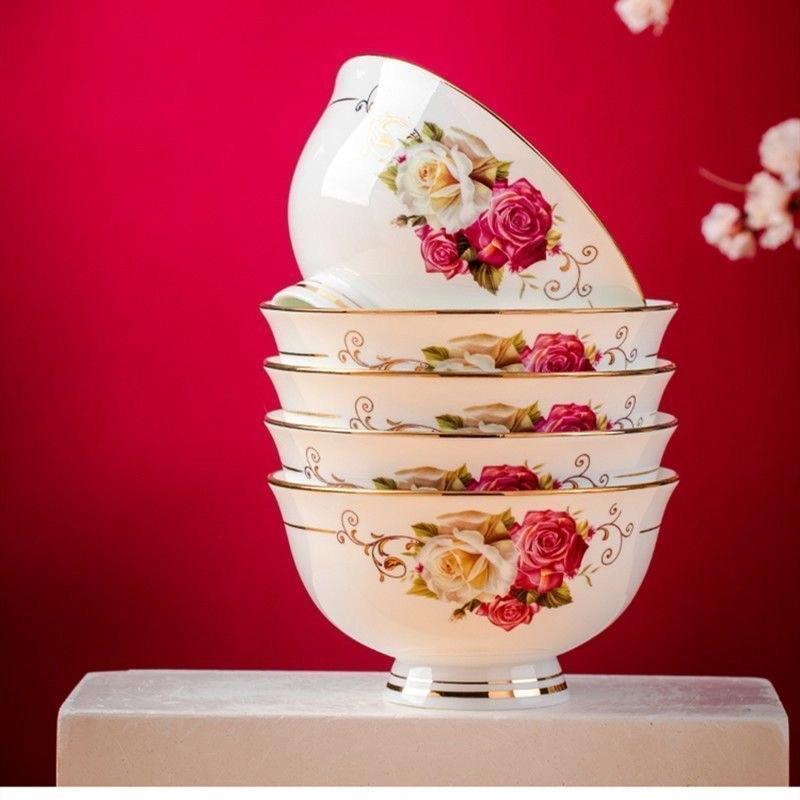 Jingdezhen Bone China Noodle Bowl – 6 Inch Heat-Resistant Footed Porcelain Bowl