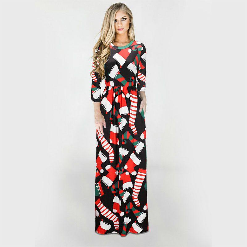 Fashion Women's Long Sleeve Christmas Dress Long Skirt Clothing With Premium Quality Material