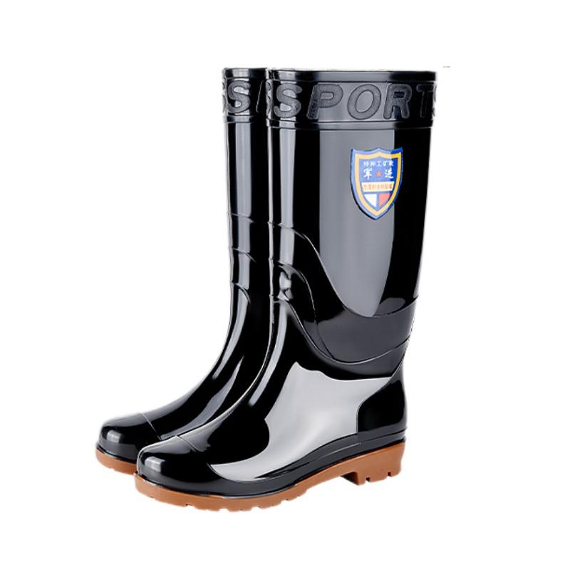 Wear-resistant High Tube Rain Shoes Men's Mesh Water Shoes Thickened Warm Long Tube Rain Boots Velvet Non-slip Labor Insurance Construction Site