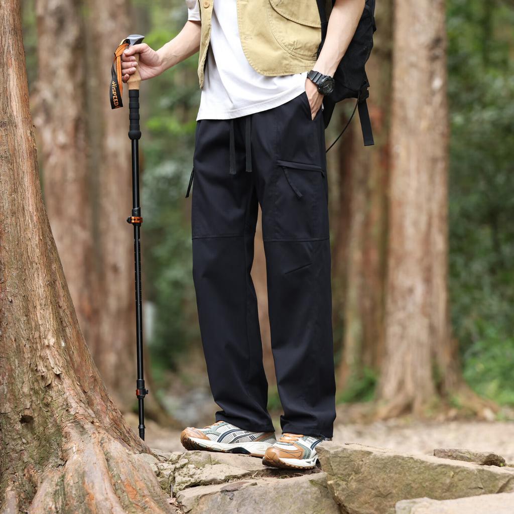 Dingfengbaoluo Men's Sports Casual Pants, Summer Outdoor Tactical Straight-Leg Loose-Fit Fashionable Versatile Trousers, 29033 Black 4XL