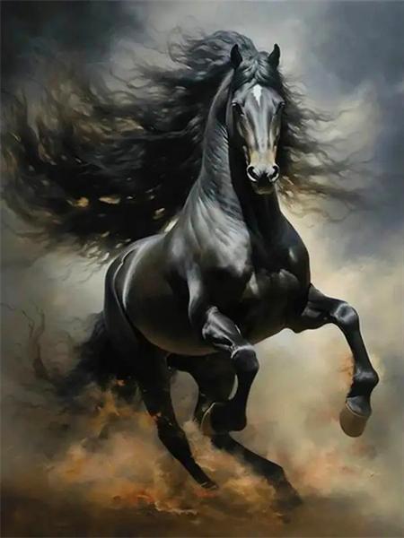 5D Diamond Painting New Arrivals Black Horse Full Round Embroidery Mosaic Animal Home Decor