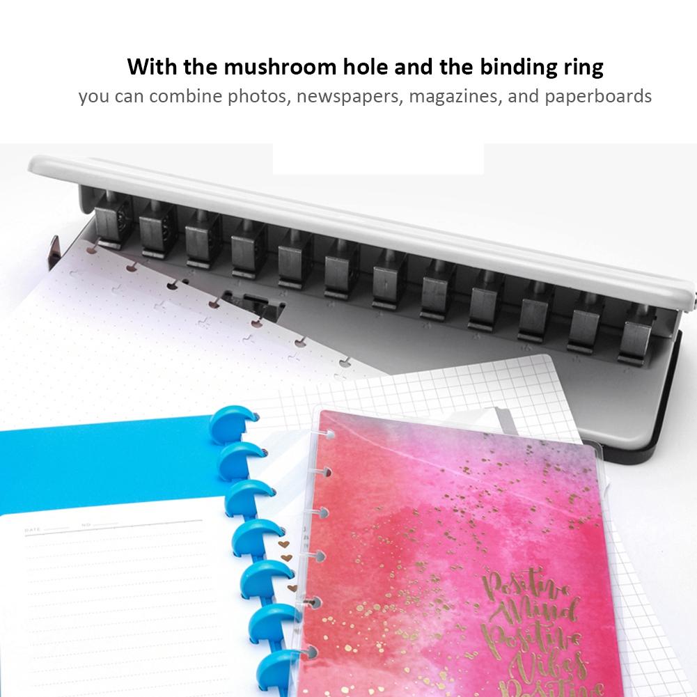 Multi Function Adjustable Mushroom Hole Puncher Paper Binding Hole Punch Machine (Gray)