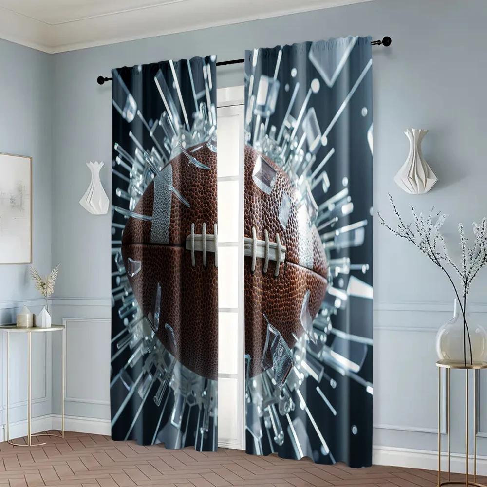 2pcs   Curtain Fabric American football through walls Fabric (without rod) Stuff Clearance Perfect for Living Room   Bedroom